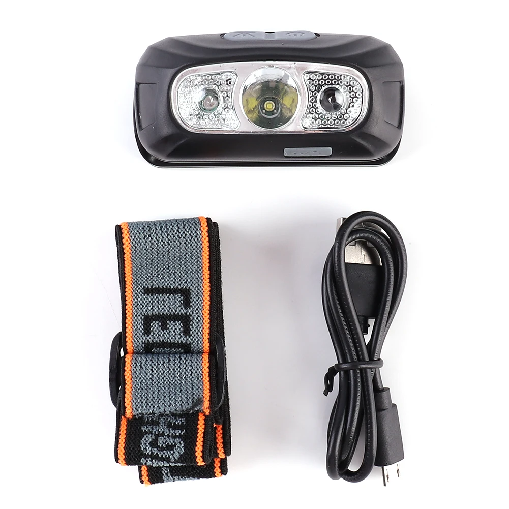 Mini şarj edilebilir LED far Vücut Hareket Sensörü Far Kamp el Feneri Kafa ışıklı fener Lambası USB Görüntü 5