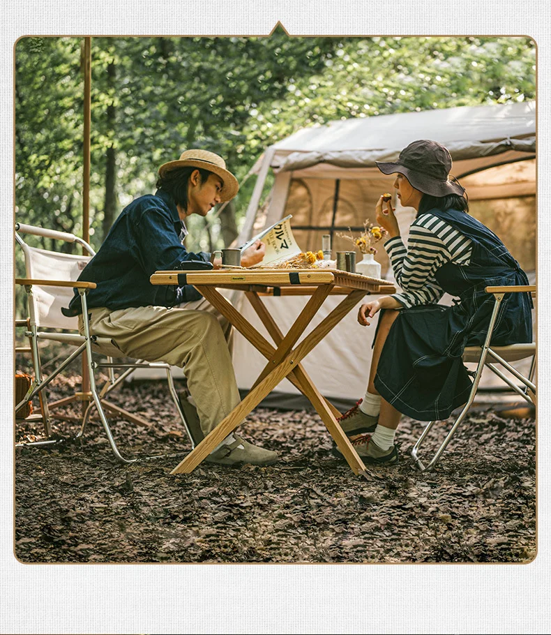 Naturehike Açık kamp masası Kamp Sofra Depolama Masa Piknik BARBEKÜ Ahşap Masa Taşınabilir Hızlı Açılış Masa Görüntü 4