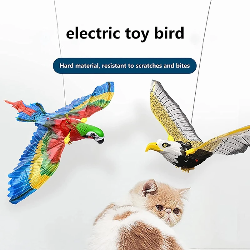 Simülasyon Kuş İnteraktif Kedi Oyuncak Elektrikli Uçan Kartal / Papağan Oyuncakları Kapalı Kedi Yavru İnteraktif Yavru Oyuncaklar Görüntü 3