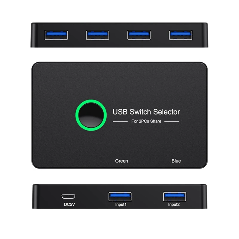 USB KVM Anahtarı USB 3.0 KVM USB Switcher Klavye Fare İçin Yazıcı Mi Kutusu 2 Adet Port Paylaşımı 4 Adet Cihazı USB Hub Görüntü 5
