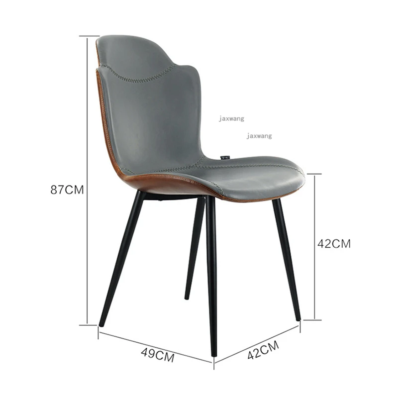 Postmodern Deri Yemek Sandalyesi İskandinav Eğlence Arkalığı yemek sandalyeleri Otel Mobilyaları Restoran Özelleştirilmiş Müzakere Sandalye Görüntü 4