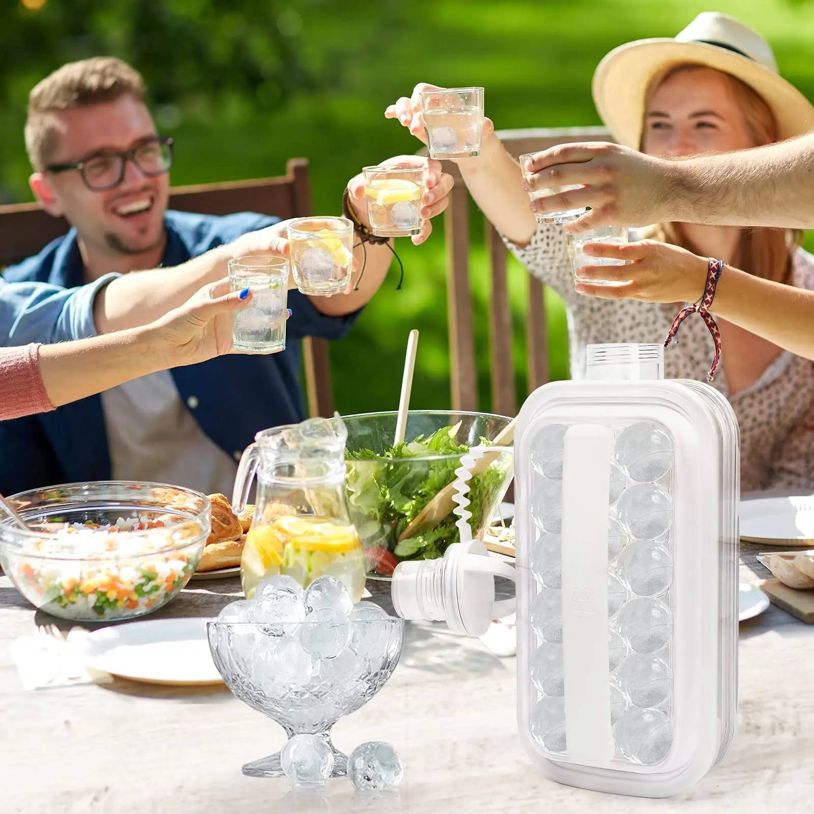 Yeniden kullanılabilir 2 in 1 buz topu şişesi katlanır ABS Silikon Sızdırmaz şeffaf buz topu makinesi su ısıtıcısı Görüntü 3