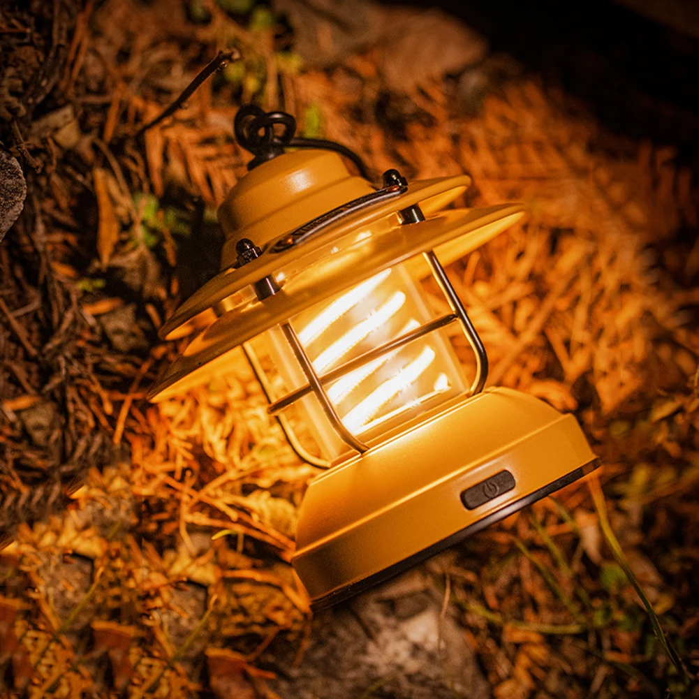Taşınabilir Mini kamp feneri USB Şarj Edilebilir Retro Asılı Kamp Çadır Lambası El Feneri Dış Aydınlatma Kamp Ekipmanları Görüntü 3
