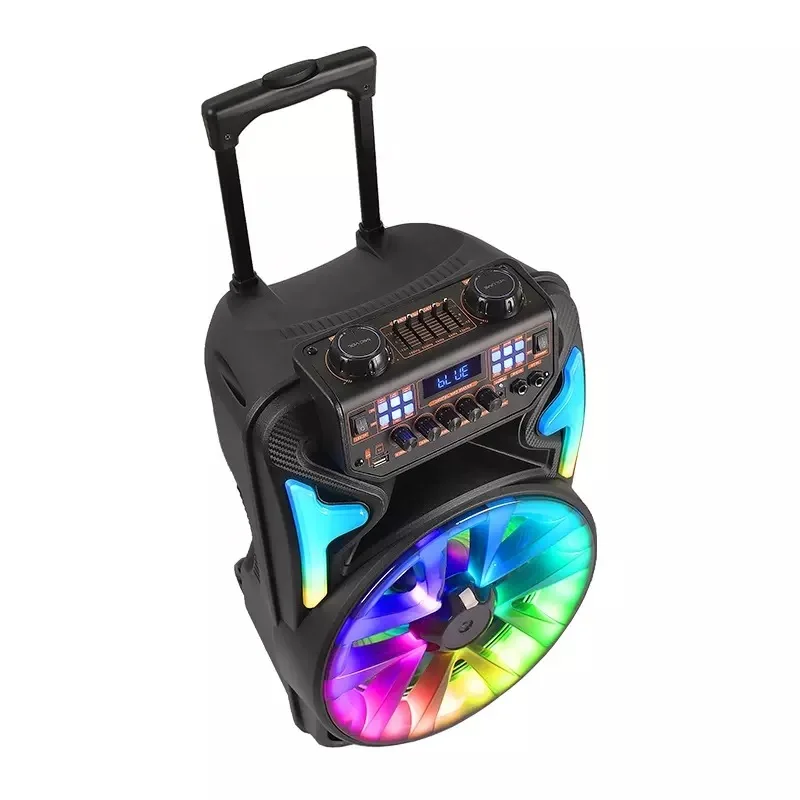 15 inç taşınabilir kolu bluetooth hoparlör yüksek güç açık ev kullanımı, karaoke RGB serin aydınlatma hoparlör, kare dans Görüntü 4