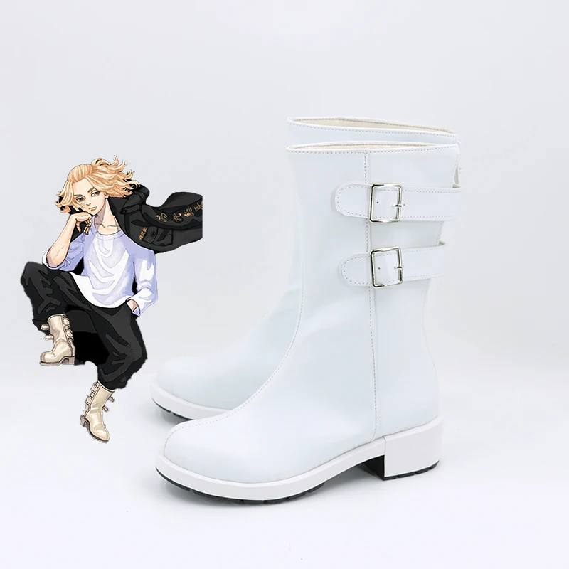 Anime Tokyo Revengers Manjiro Sano Aynı PU Deri Ayakkabı Özelleştirmek Bootsd Cadılar Bayramı Cosplay ayakkabı Görüntü 1