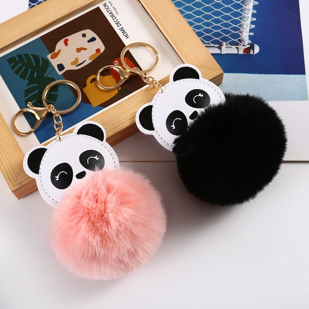 Sevimli Karikatür Ulusal Hazine Panda Anahtarlıklar Saç Topu Aksesuarları kadın pelüş çanta Kolye Araba Anahtarlık Süsler Görüntü 0