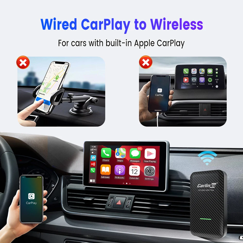 Carlinkit 3.0 Kablosuz Carplay Apple Carplay USB Dongle Tak Ve Çalıştır Araba Navigasyon Multimedya Oynatıcı için Audi / Benz / Volkswagen Görüntü 2