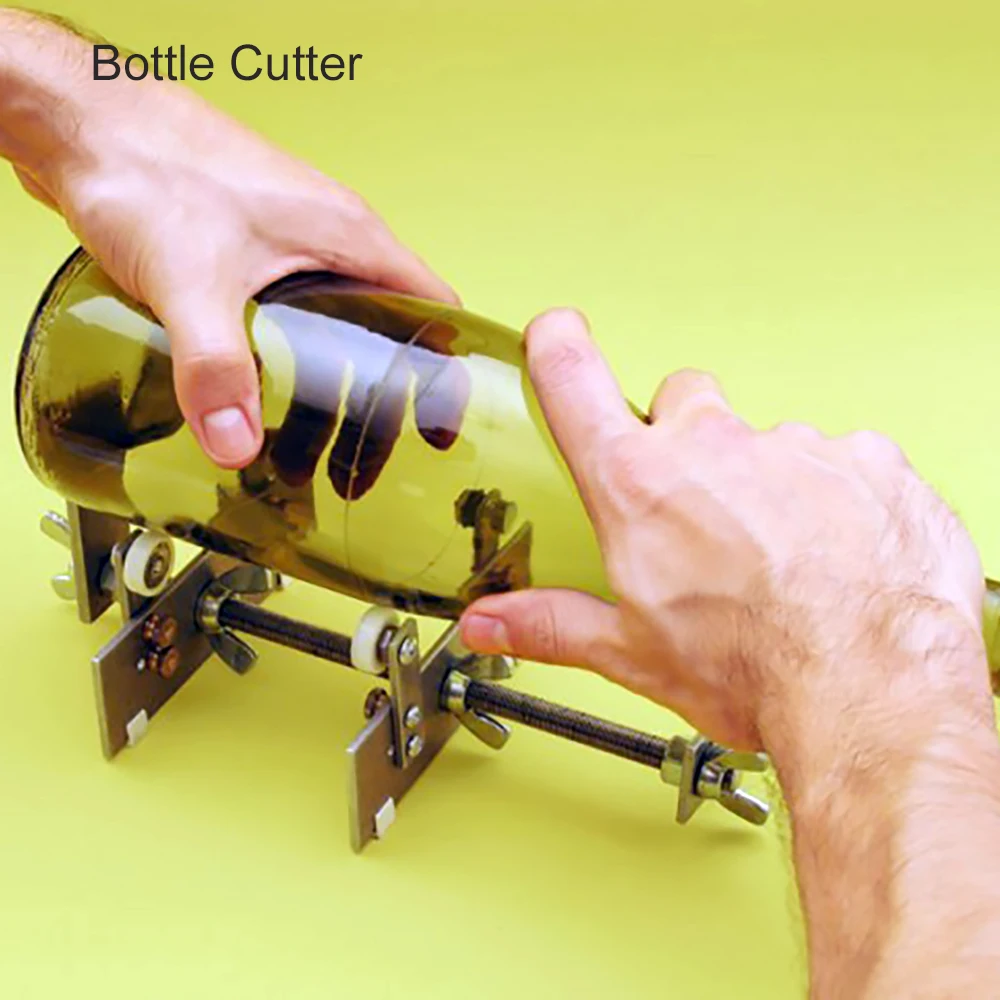 Cam kesme makinesi şişe kesici Cam Şişe Kare / Yuvarlak Şarap bira bardağı Heykeller Kesici DIY Metal Ped Şişe Tutucu Görüntü 5