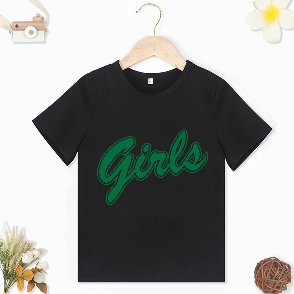 Sıcak Satış Pembe Çocuk T-Shirt Yaratıcılık Kızlar Harfler Grafik Yaz Kısa Kollu Y2K Tarzı Harajuku Tarzı Çocuk Üstleri Giysi Tee Görüntü 1