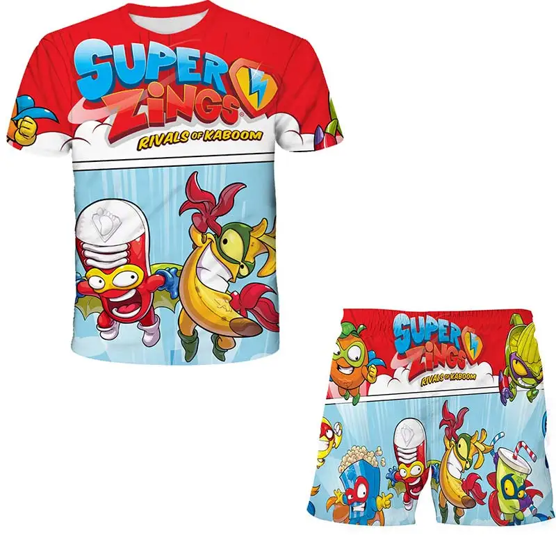 Yeni Superzings Bebek Erkek Süper Zings Serisi 4 T-shirt + Şort Baskı Çocuk Kız Takım Elbise Rahat çocuk Setleri Giyim 2023 Yaz Görüntü 0