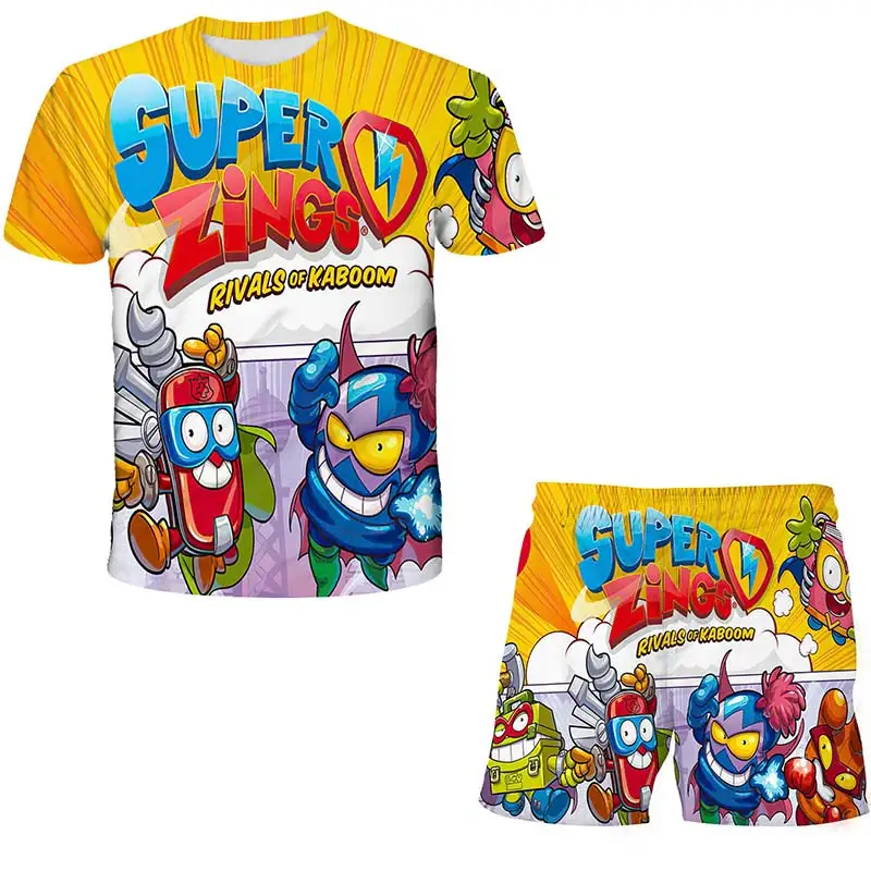 Yeni Superzings Bebek Erkek Süper Zings Serisi 4 T-shirt + Şort Baskı Çocuk Kız Takım Elbise Rahat çocuk Setleri Giyim 2023 Yaz Görüntü 2