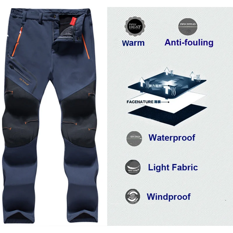 Erkekler Kış Kamp Yürüyüş Eşofman Tırmanma Kayak Takım Balık Avcılık Su Geçirmez Softshell Sıcak Açık Ceketler Pantolon Pantolon Görüntü 4