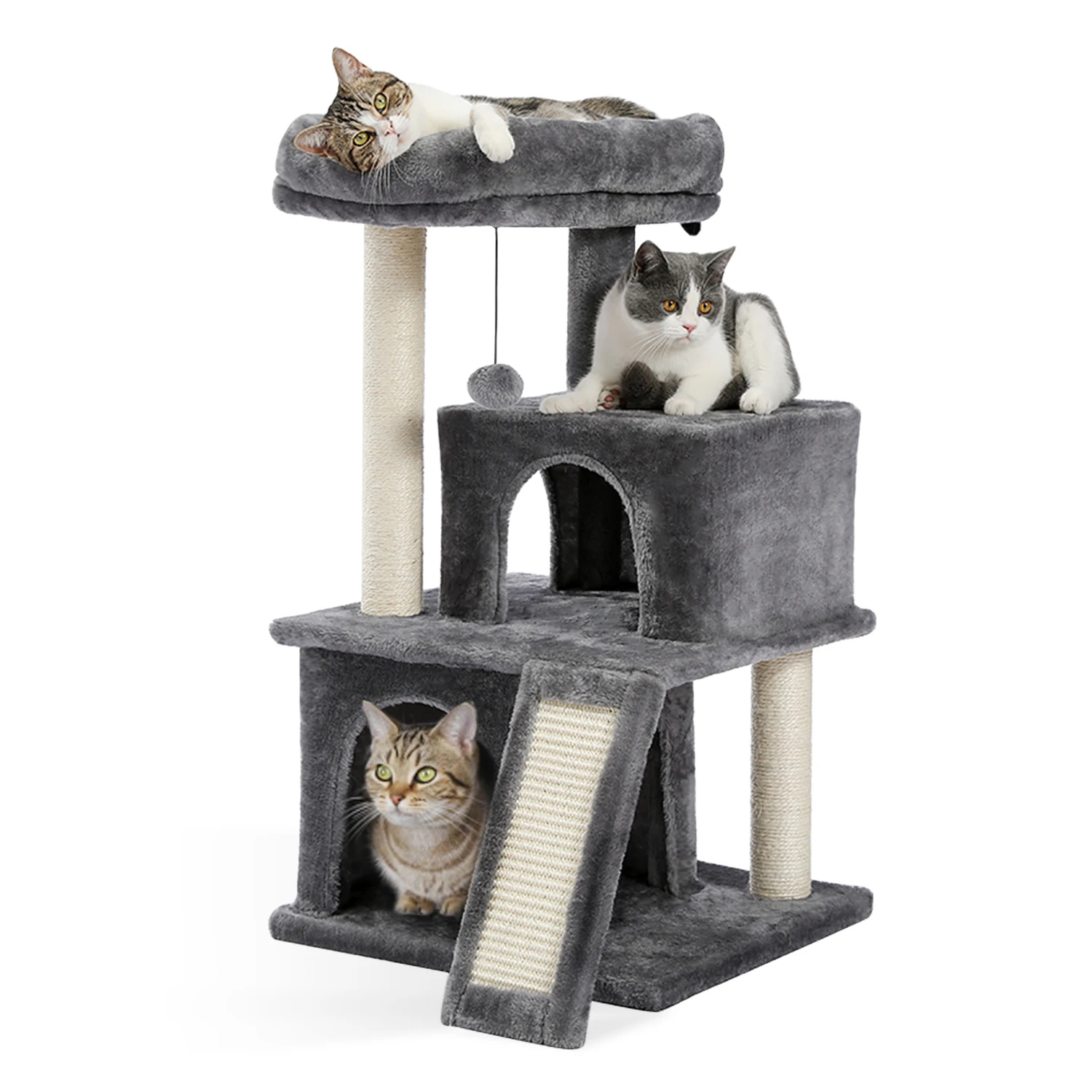 Kedi Yatak Kediler İçin 34 İnç Kedi Kulesi Çift Kınamak Geniş Levrek Tamamen Sarılmış Tırmalama Sisal Direkleri Kediler Evcil Hayvan Ürünleri Görüntü 0