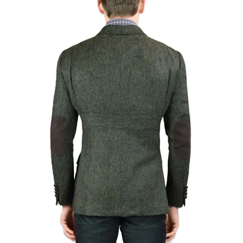 Erkek Takım Elbise 2023 Blazer Bahar 2 Parça (ceket+pantolon) moda Koyu Yeşil Klasik Doruğa Yaka Tek Göğüslü Slim Fit Veste Homme Görüntü 1