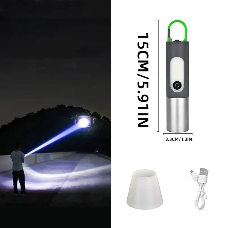 Zumlanabilir LED el feneri yüksek lümen LED şarj edilebilir taktik lazer feneri 4 modu ışık projektör Torch açık kamp için Görüntü 1