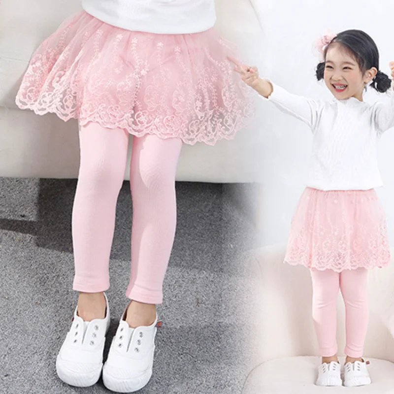 Toddler Kız Dantel Etek pantolon Prenses Bahar Pamuk Tavşan Nokta Tayt 1-6T Çocuk Sonbahar Renkli Bebek Pantolon Giyim Görüntü 1