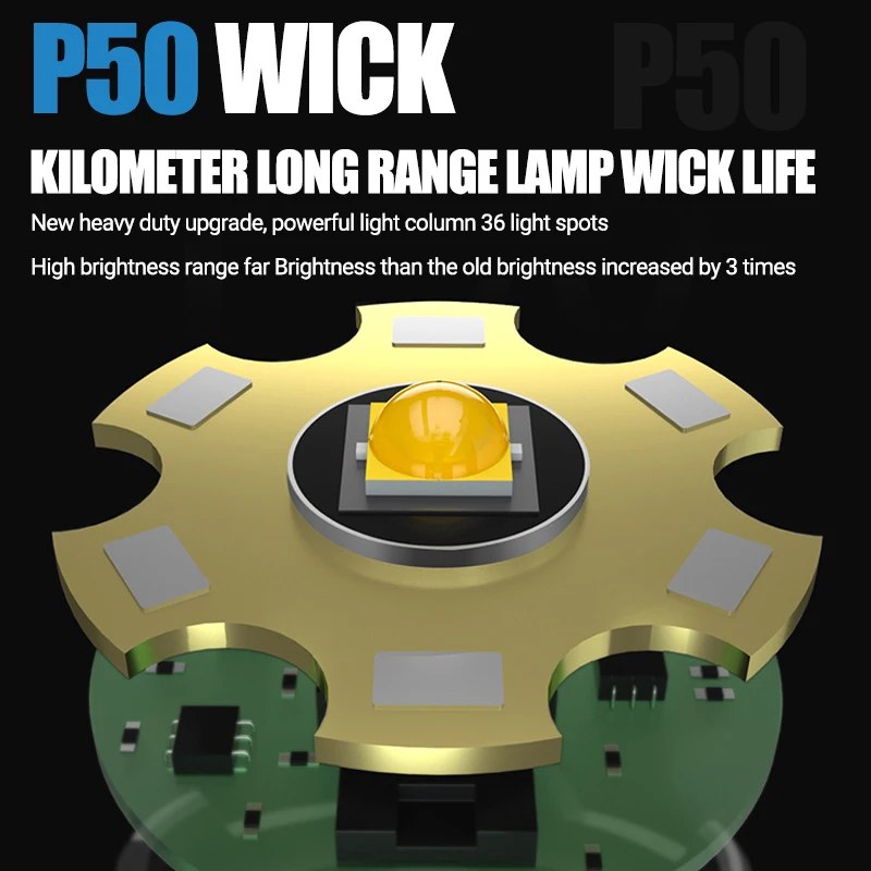 P50 zoom LED el feneri güçlü uzun Lens taktik Torch tipi - C şarj edilebilir lamba 5 aydınlatma modları kamp ışık avcılık için Görüntü 1