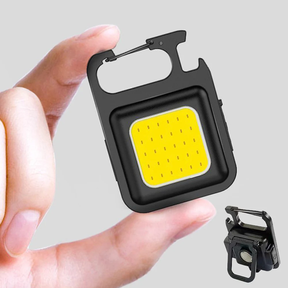 Taşınabilir LED Mini ışıklı anahtarlık 4 Modları Kanca ile şişe açacağı Açık Kamp Yürüyüş için COB Cep Feneri Mini Spot Görüntü 4